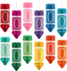 Back to School Hanging Honeycomb Decorations Tissue Paper Crayon | 12Pcs Classro