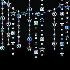 Iridescent 60Th Birthday Decorations for Her and Him Number 60 Circle Dots Star