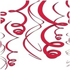 Red Swirl Decorations 12 Pcs – 22 in (55.8 cm) – (Pack Of 5)