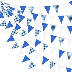 32Ft Deep Blue Party Decorations Blue Buffalo Plaid Checkered White Triangle …