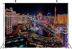 7x5ft Fabric Las Vegas Backdrop Night in Las Vegas Casino Theme Party Decorat…