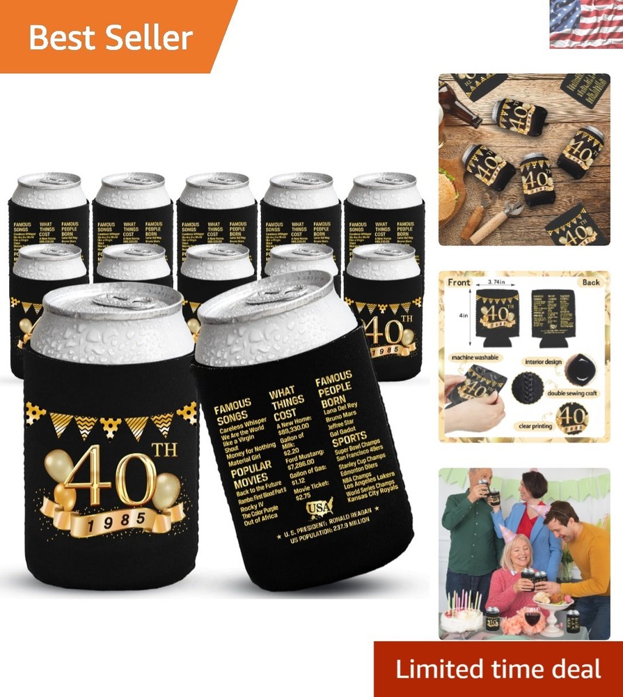 Celebrate in Style: 40th Birthday Beverage Cooler Sleeves – Neoprene 12 Pack