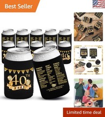 Celebrate in Style: 40th Birthday Beverage Cooler Sleeves – Neoprene 12 Pack