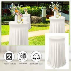 Tegeme 4 Packs Round Spandex Cocktail Tablecloths Skirt 32 X 43 Inch Cocktail