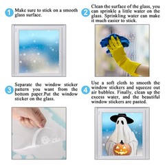 JarThenaAMCS Extra Large Halloween Ghost Window 13.8 x 35.4 inch, Multicolor