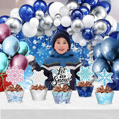 48PCS Snowflake Themed Birthday Party Decorations | 24PCS Cupcake Toppers & 24PC