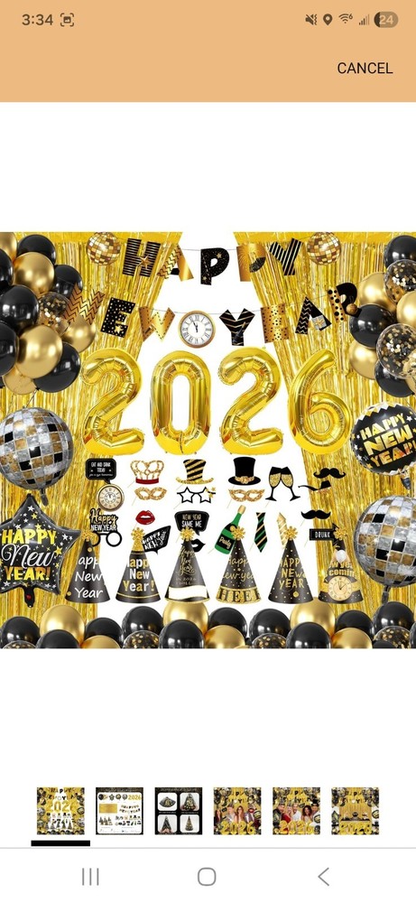 Happy New Year Kit New Sealed Black And Gold Party Decorations