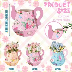 6 Pcs Tea Party Decorations 6.7» Flower Boxes Centerpiece Princess Centerpie…