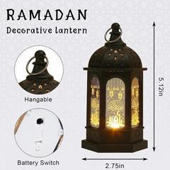Elegant 2-Piece Ramadan Lanterns Set – Flameless LED Candle Holders for Eid