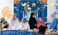 Ramadan Mubarak Muslim Banner Backdrop Backgr Decorations For Home Wall 7x5Ft