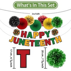 Juneteenth Banner Decorations, Red Yellow Black and Green Backdrop Decorations