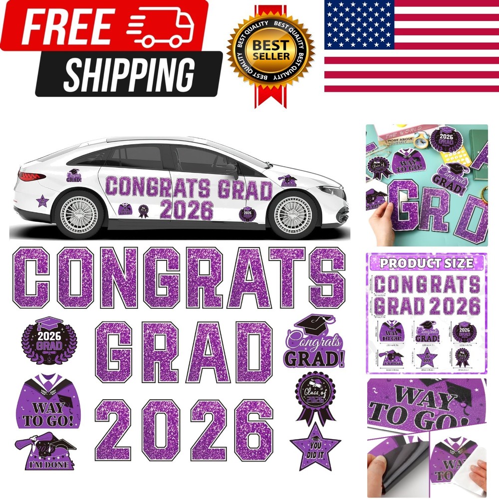 Graduation Car Decorations Magnets, 22pcs Class of 2026 Grad Decor Car Magnet…