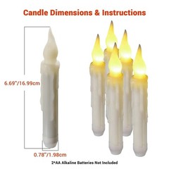 PChero 6pcs Flameless Taper Candles with Timer, 6.7″ LED Battery Operated Tap…