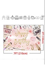Mocsicka Makeup Birthday Backdrop Spa Makeup Happy Birthday Backdrop Girls’ Birt