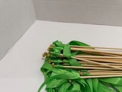 New 27 Pieces Green Lace Wedding Party Ribbon Wands with Triple Ribbon and Bell