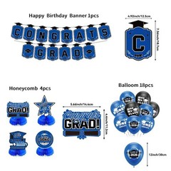Graduation Decorations 2026 Blue Themed Set Congrats Grad Banner, Class of 2…