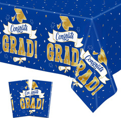 2Pack 2026 Graduation Decorations, 108″ X 54″ Graduation Tablecloth, Bluegold Di