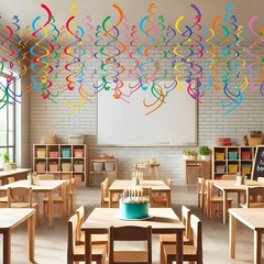 HonuGoGo 48‑Piece Multi-Color Paper Swirl Decorations – Hanging Party Swirls …