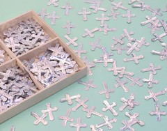 520Pcs Cross Table Confetti Decor Glitter Table Confetti Cross Decoration for B