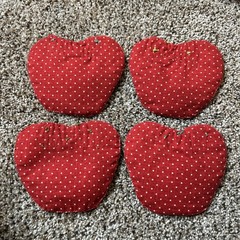 4Red Strawberry Fabric Coasters Decorations Appliqués