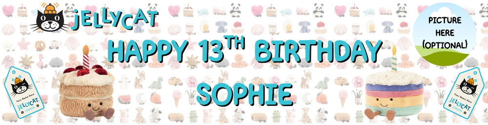 CAT BIRTHDAY BANNER CUSTOM PERSONALIZED DECOR NAME PARTY PHOTO JELLY