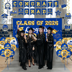 2026 Graduation Decorations, Blue and Gold Graduation Decorations Set, Congrats