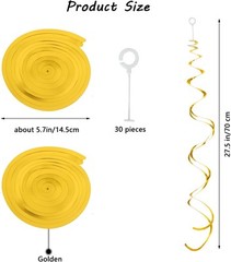 Gold Hanging Swirl Decorations 30 Pcs, Party -Twin