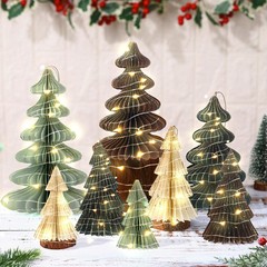8 Pcs Neutral Paper Christmas Trees Honeycomb Centerpiece Paper Honeycomb Chr…