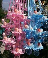 Pacifier Necklaces Small Plastic Baby Shower Game Favors Prizes bottle Pink,Blue