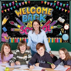 Welcome Back to School Banner, Multicolored, 72 X 43 Inch, Back to School Decora