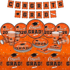 Complete Graduation Tableware Set in Orange