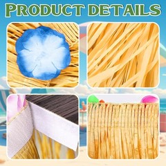 Luau Party Decorations, Grass Table Skirt for Tropical 2PCS Straw Yellow
