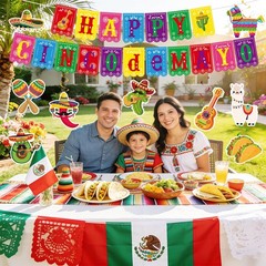 Cinco De Mayo Party Decorations Happy Banner Large, Multi