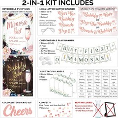 Mimosa Bar Brunch Decoration Kit with Signs, Banners, Labels for Birthday Party