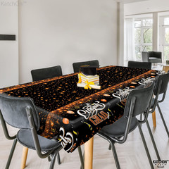Graduation Decorations 2026 | Orange and Black Graduation Tablecloth -Pack of 3,