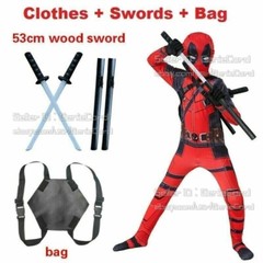 Red Deadpool Costume Cosplay Kids Bodysuit Boys Children’s Day Fancy Dress Party