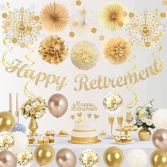 Retirement Decorations Men or Women Champagne Gold Officially Retired Party Kit