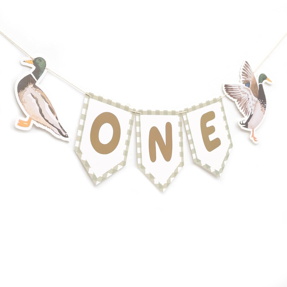Lucky Duck High Chair Banner – Mallard Duck Party Decoration, Duck Hunting 1s…