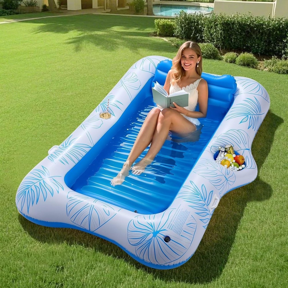 65″ Thicken PVC Inflatable Lounge Pool Float Heavy Duty For Adults River Tanning