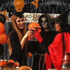2 Pack Black Party Streamers Tinsel Backdrop for Halloween & Other Parties