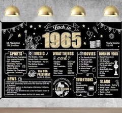 60th Birthday Decorations 1965 Banner Backdrop for Men & Women Party Decor