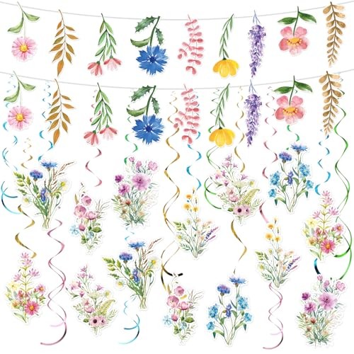 21 Pcs Wildflower Birthday Party Decorations Flower Banner Wildflower Garland