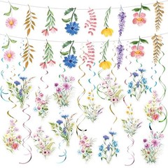 21 Pcs Wildflower Birthday Party Decorations Flower Banner Wildflower Garland