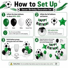 Soccer Birthday Party Decorations, Happy Birthday Banner with Green Black Whi…