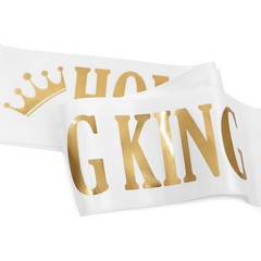 Homecoming King Queen Sashes Prom White Gold Print Party Decorations