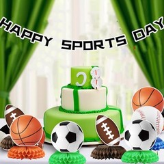 12Pcs Sports Birthday Party Decorations, Sports Theme Party Supplies Sports
