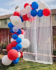 130Pcs Red White Blue Balloons Different Sizes 18″ 12″ 10″ 5″ Party Latex Balloo