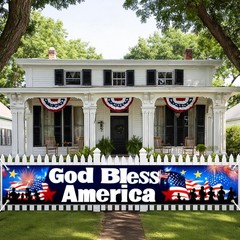 4th of July Decorations God Bless America Banner 118 x 20 Inch Patriotic Bann…