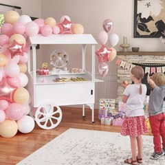 Candy Cart Party Cake Stand Dessert Cart W/ Wheels & Storage Cabinet Wedding