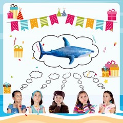 Extra Large Inflatable Shark Pool Toy,79inch Shark Pool Birthday Party Decora…